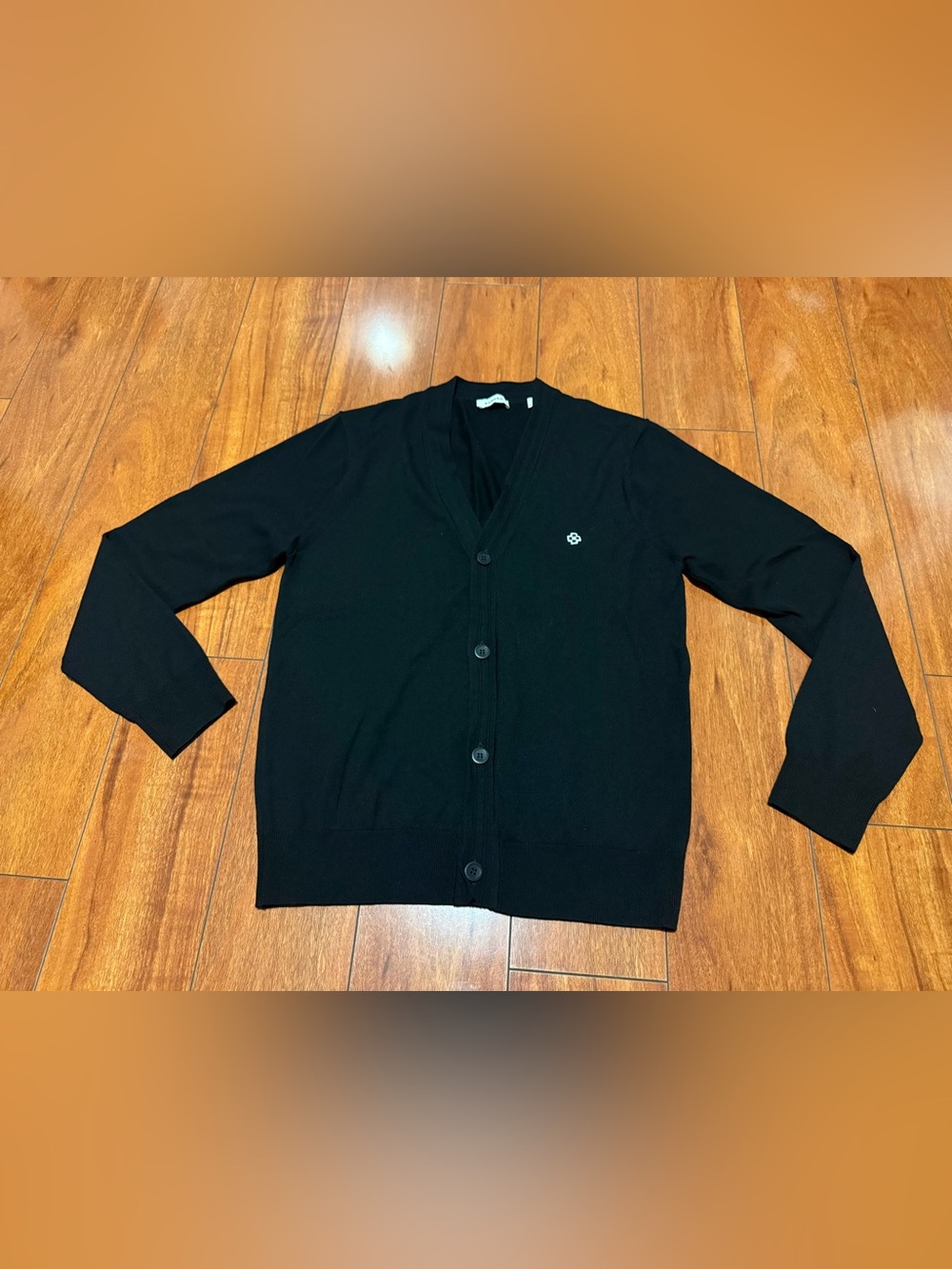 Sandro Men's Black V-Neck Button Cardigan Sweater